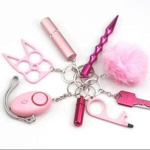 Pink Safety Keychain Set